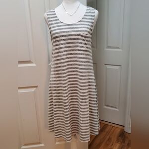 Market and Spruce Sleeveless knit dress, Size Med Petite, gray & white stripes
